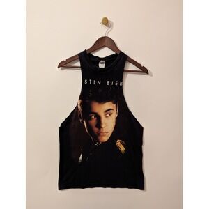 Justin Bieber Muscle Tank Men Small Black Good 2012 Believe Tour Cut Off Tee